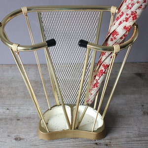 Mid-Century umbrella stand, walking stick holder metal wire mesh, 50s 60s Germany, entrance lobby decoration, gift office cafe wife husband