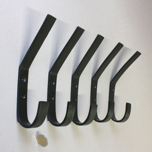4 large wall hooks black, modern coat hooks, bathroom hooks