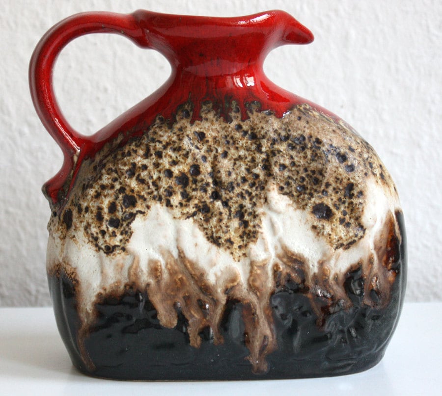 Vase Ceramic With Handle Dümler & Breiden 97/18 Fat Lava Brown Red