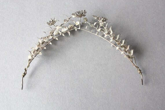 Antique Wedding Headpiece Myrtle silver, Hair Acc… - image 9