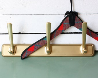 Coat rack 50s 60s metal small, vintage wall hooks, towel hooks gold, Mid Century, gift her wife women sister husband him brother