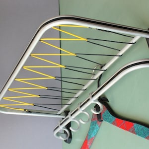 Small coat rack, vintage wall hooks Mid Century, German furniture silver, 50s 60s, never used before, gift office husband men him wife