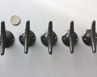 Wandhaken Klampe, 5 Garderobenhaken, Kleiderhaken maritim