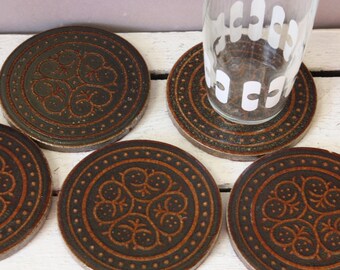 Ceramic coasters Vintage, trivets glass, 5 pieces