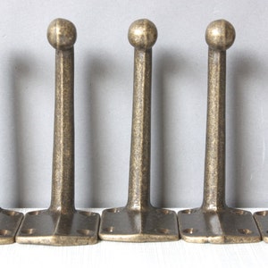 5 new old stock brass wall hooks, vintage towel hooks, Germany 50s 60s image 4