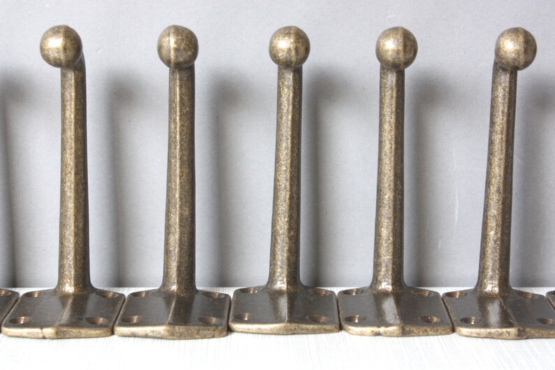 5 new old stock brass wall hooks, vintage towel hooks, Germany 50s 60s image 4