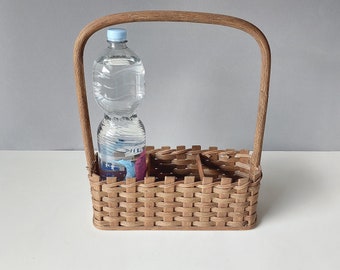 Flaschenträger Boho, Flaschenhalter Rattan, Getränkekorb