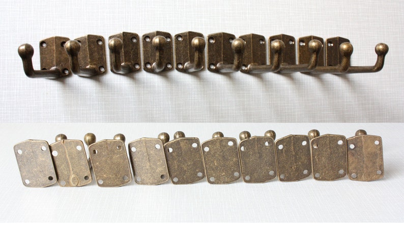 5 new old stock brass wall hooks, vintage towel hooks, Germany 50s 60s image 5