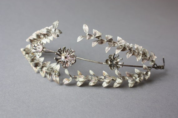 Antique Wedding Headpiece Myrtle silver, Hair Acc… - image 4