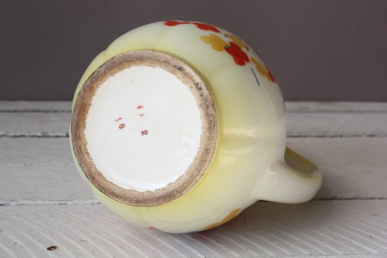 vase ceramic with handle German Pottery floral decor milk jug 30s 40s juice jar Retro Antique pitcher vintage