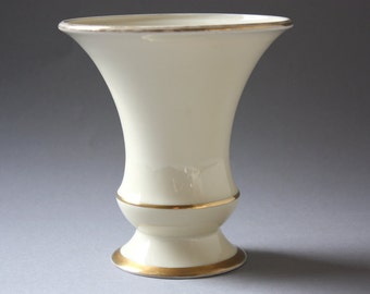 Alt Schönwald Germany Vase, Art déco Porzellan elfenbeinfarben Goldrand Bavaria Vintage