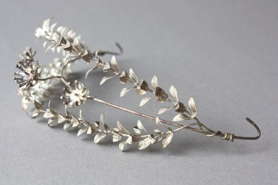 Antique Wedding Headpiece Myrtle silver, Hair Acc… - image 10