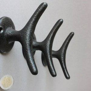 Boat cleat, 3 double wall hooks, nautical coat hooks