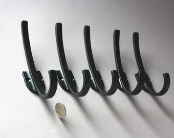 5 wall hooks black straight, modern coat towel clothes hat hooks, bathrobe bathroom hooks, powder room