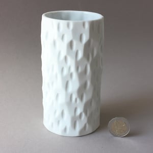 Thomas Germany weiße Vase Biskuitporzellan, Blumenvase, Porzellanvase Op Art, Vintage, 60er 70er, Biskuitvase, Vase Bisquit