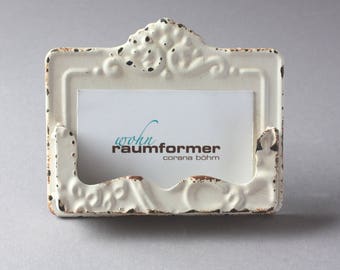 Business card holder Shabby, romantic stand Vintage, rustic nostalgic cream, desk decor, gift office