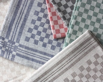 Heavy Half Linen Kitchen Towel Chessboard Pattern, Nostalgic Tea Towel Checkered, Thicker Dish Towel Vintage Style, Classic Towel Vaitkute