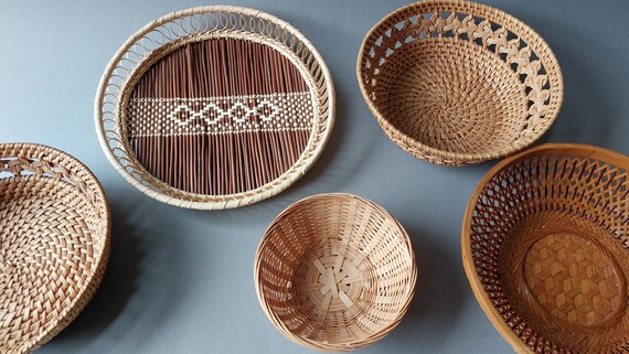 Wandkorb Boho, Brotkorb geflochten, Strohkorb Vintage, Brotkörbchen