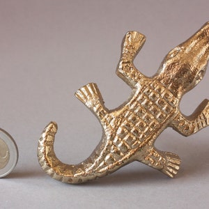 Door knob animal, drawer knobs gold, Crocodile 5.91"
