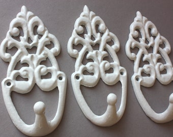 Coat hooks white, 5 pcs. jacket hooks, towel holder