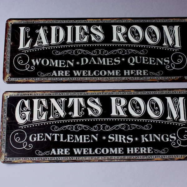 1 Ladies or Gents room WC Toilet sign rustic, door sign funny, bathroom restrooms wall hanging lavatory, wall plaque, woman men