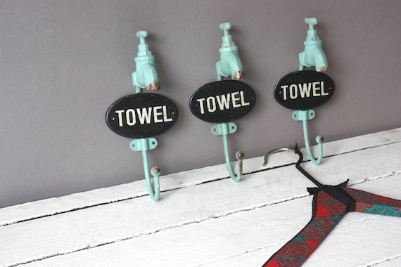 3 Kitchen Towel Hooks Faucet Nostalgic, Rustic Wall Hooks Water