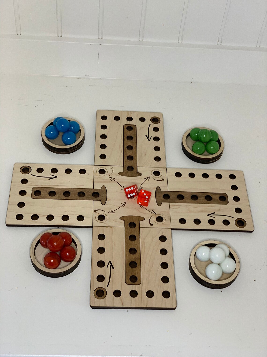 4 Player Marbles Aggravation Wood Board Game Etsy