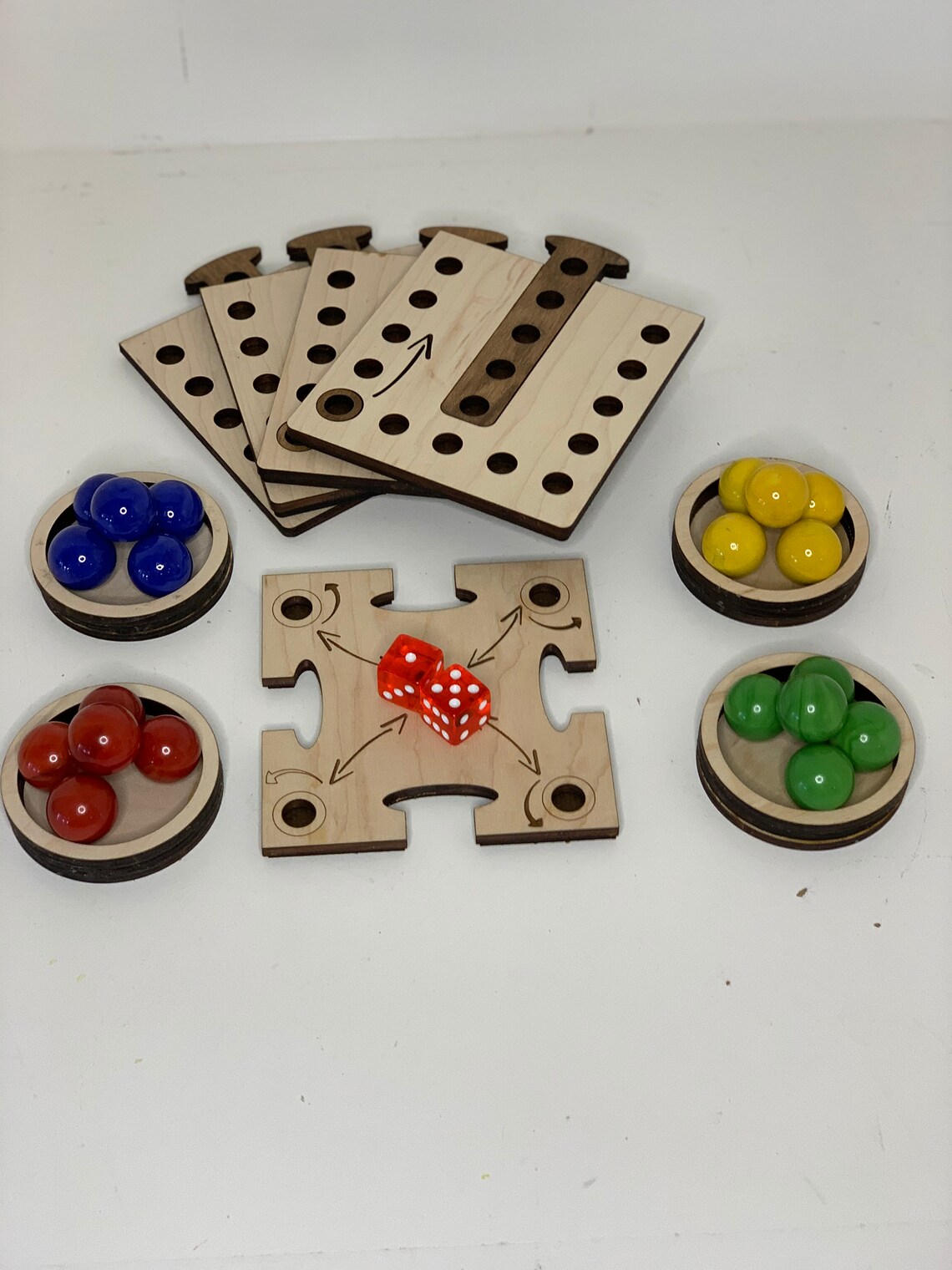 4 Player Marbles Aggravation Wood Board Game Etsy