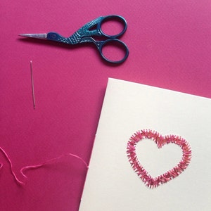 Liefde Hart handgemaakte gestikte verjaardag / Valentijnskaart