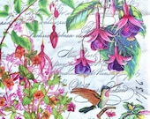 Paper for Decoupage Fuchsia Floral Tissue Craft Paper Printed Tissue Decorative Napkin Card Making Decoupage Napkin