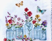 Decoupage Napkin Summer Jars Floral Napkin Kids Crafts Decorative Tissue Paper Craft Card Making