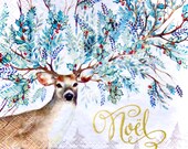 Napkin for Decoupage Winter Greens Deer Kids Crafts Decorative Tissue Collage Scrapbook Decoupage