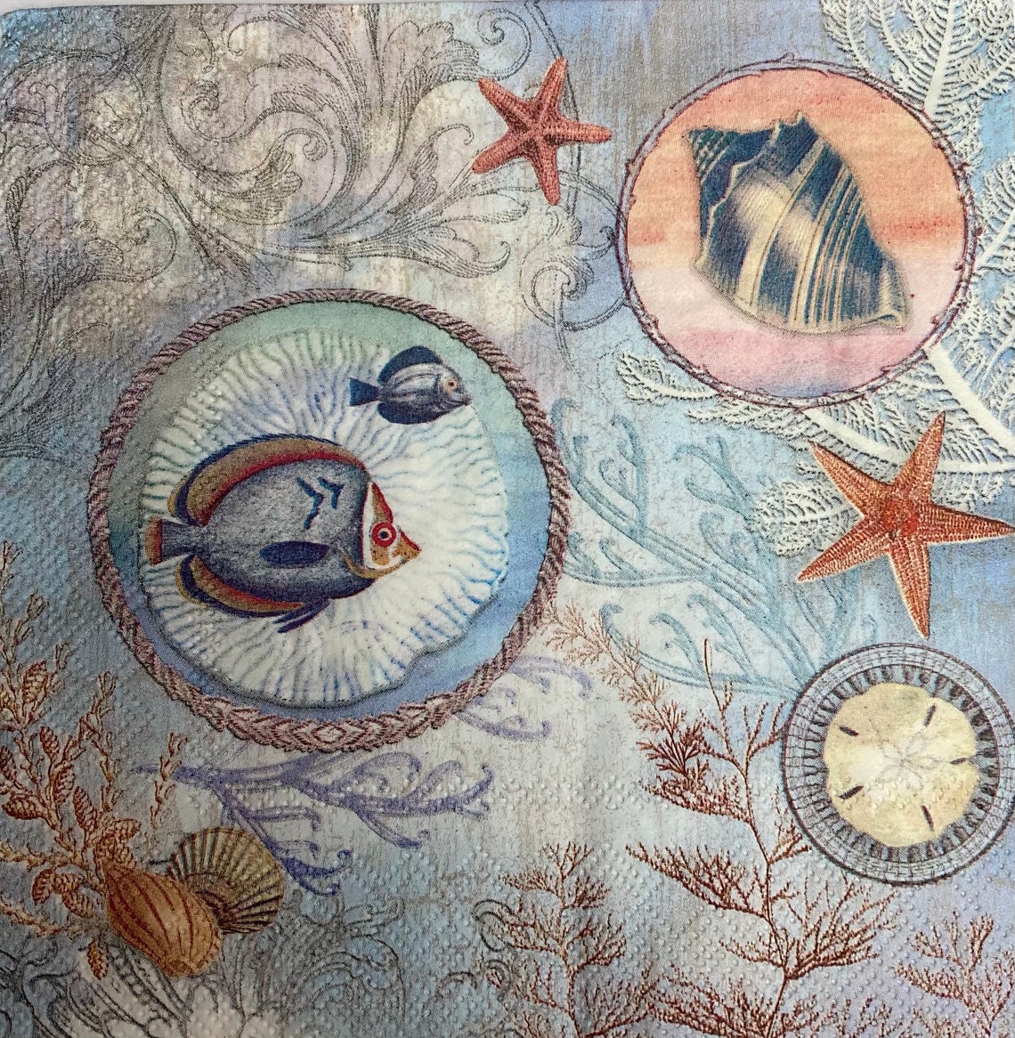 Decoupage Tissue Seascape Collage Paper Scrapbooking Etsy