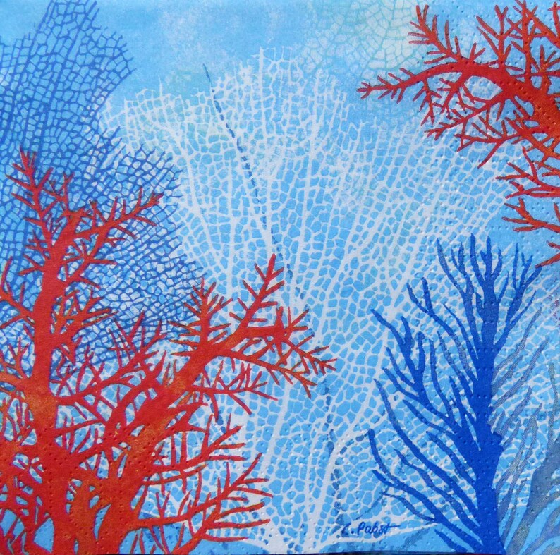 Tissue for Decoupage The Ocean Coral Paper Crafts | Etsy