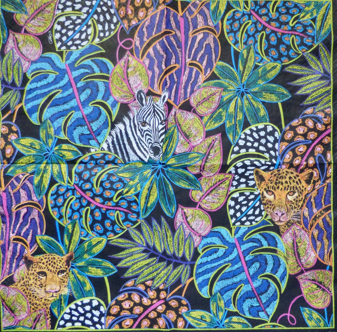 Paper for Decoupage Neon African Jungle Craft Paper Etsy