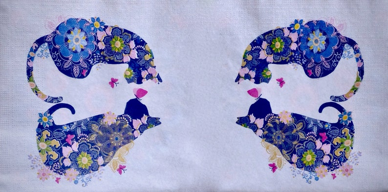 Decoupage Tissue ~ Floral Cats ~ Animal Print ~ Kids Crafts ~ Art Journal ~ Collage Napkin ~ Decorative Tissue ~ Decoupage Paper