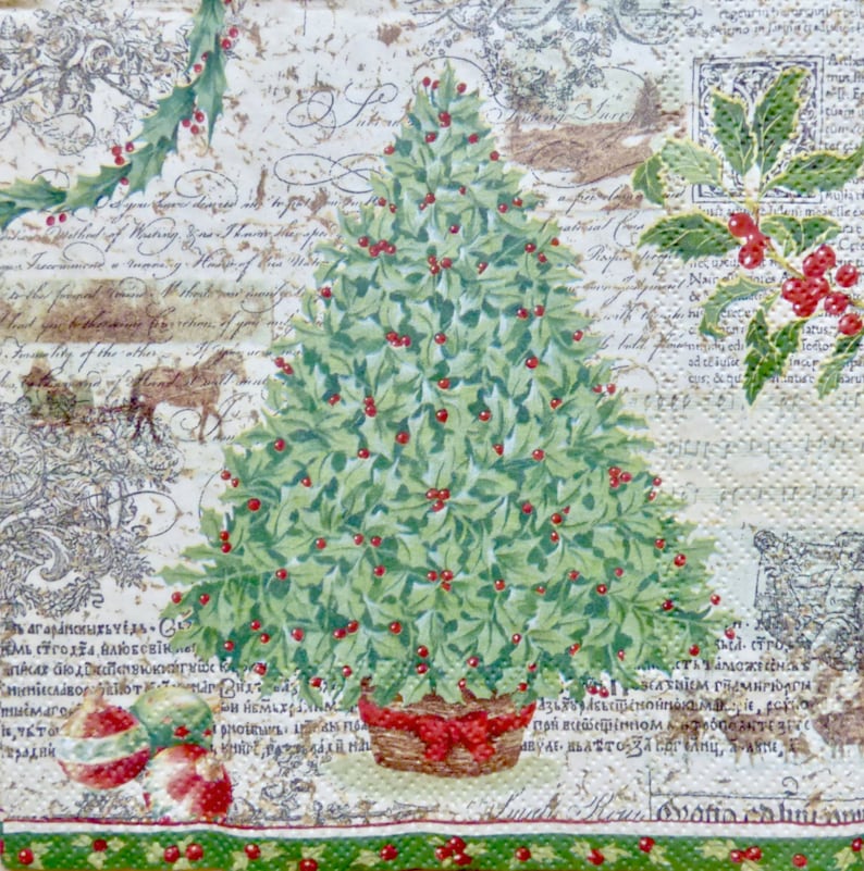 Paper for Decoupage Christmas Tree Print Ephemera Etsy