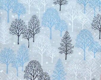 Napkin for Decoupage ~ Winter Trees ~ Craft Paper ~ Collage ~ Decorative Tissue ~ Scrapbooking ~ Decoupage Paper