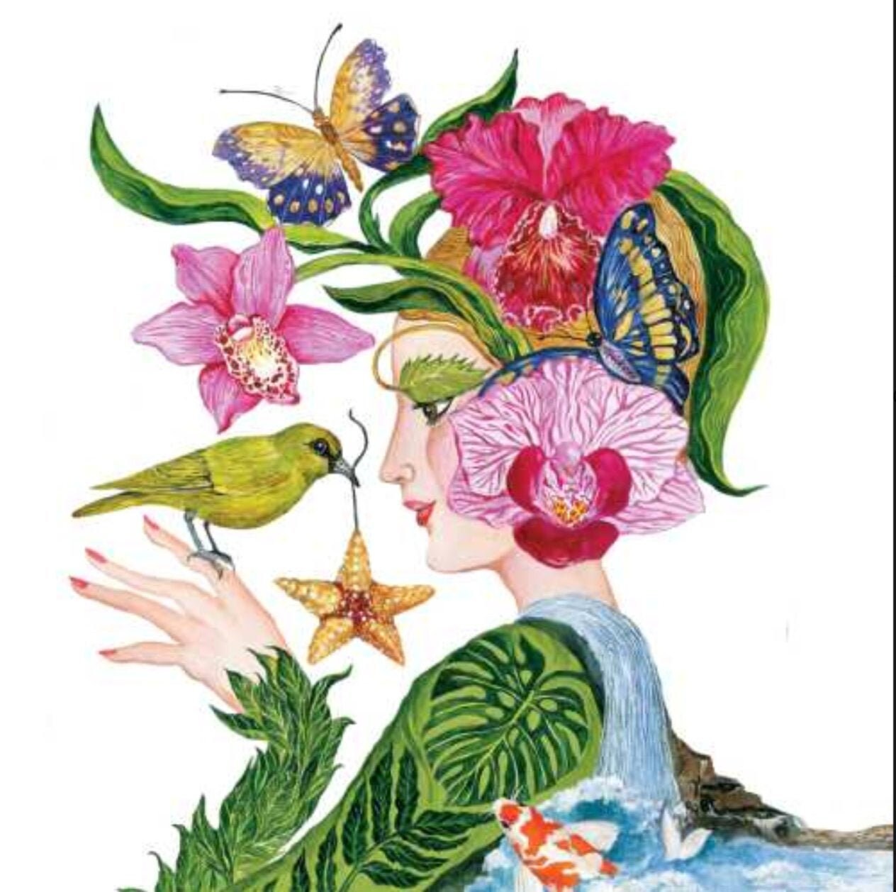 Napkin for Decoupage ~ La Flora Woman ~ Tropical Print ~ Paper Crafts…