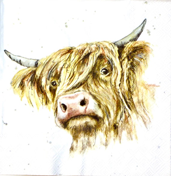 1 x Farm Cow Friend Paper Napkin Decoupage Scrapbooking Card Collage Crafts 