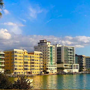 Ringling Causeway a Sarasota florida, downtown sarasota, stampa fotografica fine art 8x10, senza cornice su carta lucida, spedizione gratuita negli Stati Uniti