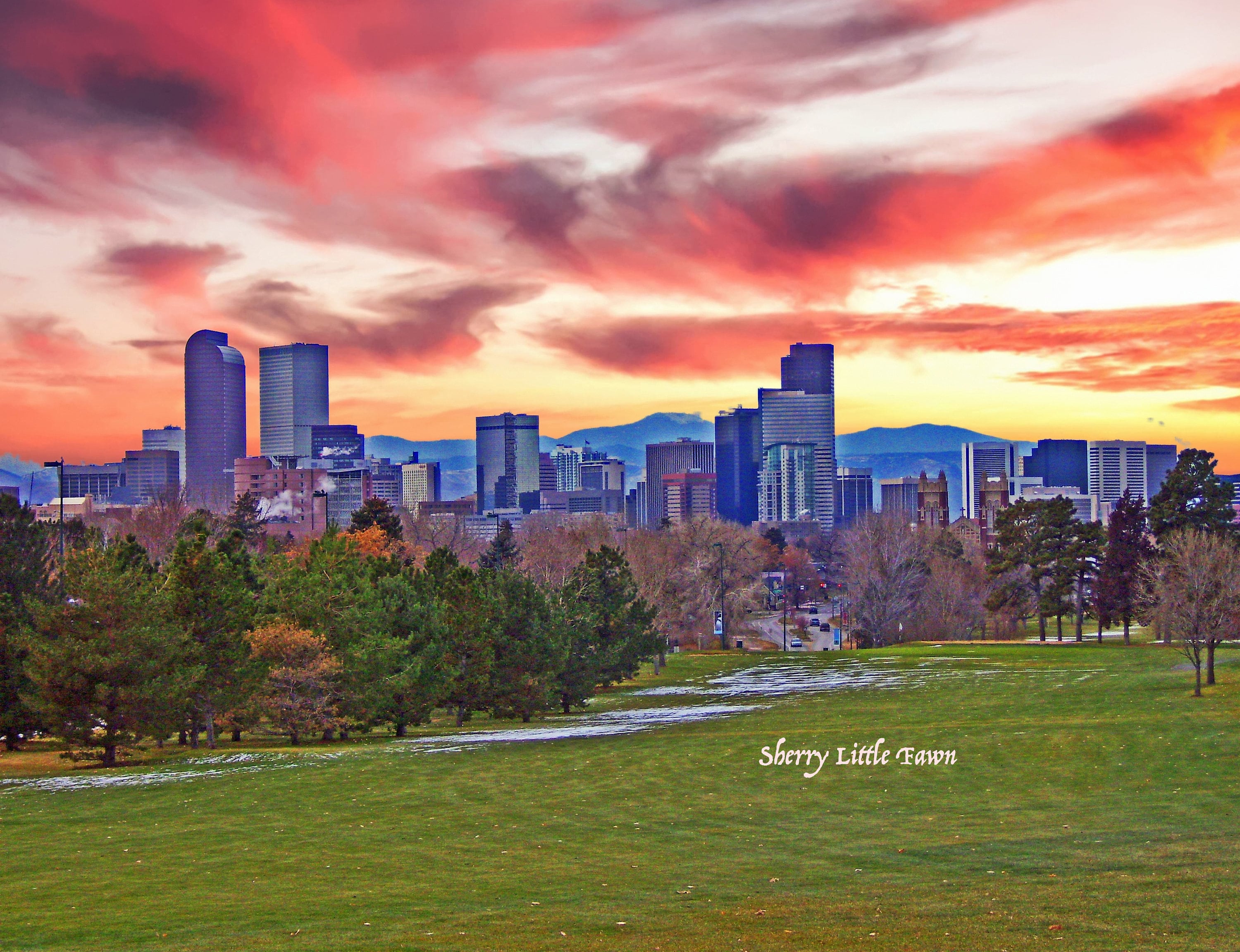 City of Denver Colorado Beautiful Skyline Sunrise over Denver | Etsy