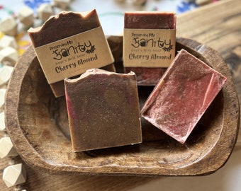 Cherry Almond Goat Milk Soap - Available in 2 Sizes | Small Batch Cold Process Artisan Soap Handcrafted in Minnesota