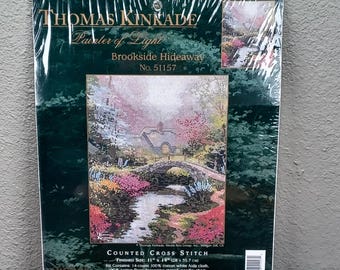 Thomas Kinkade BROOKSIDE HIDEAWAY Cross Stitch Kit 2000 Candamar Designs #51157
