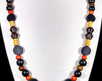 21" All wood bead necklace