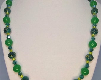 24” (“GREEN PARTY”) jade bead necklace/St.Patrick’s Day
