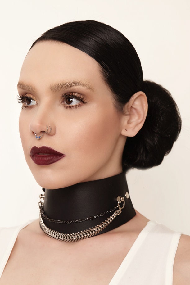 Fetish Leather Collar BDSM Leather Collar Black Leather Etsy