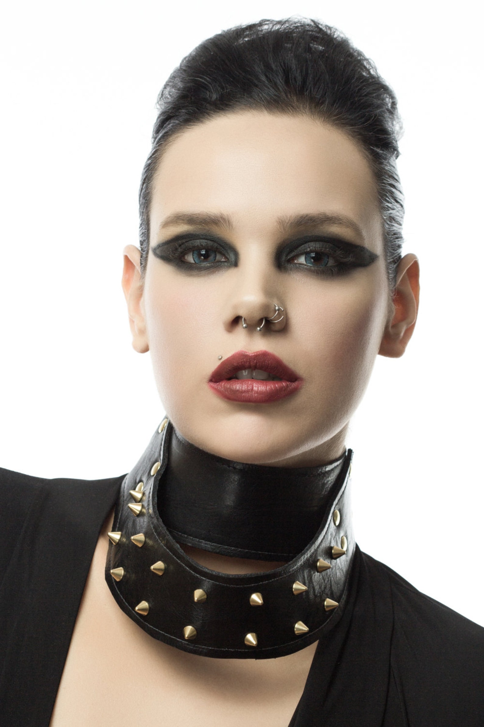 Leather Spiked Collar Punk Rock Collar BDSM Day Collar Etsy