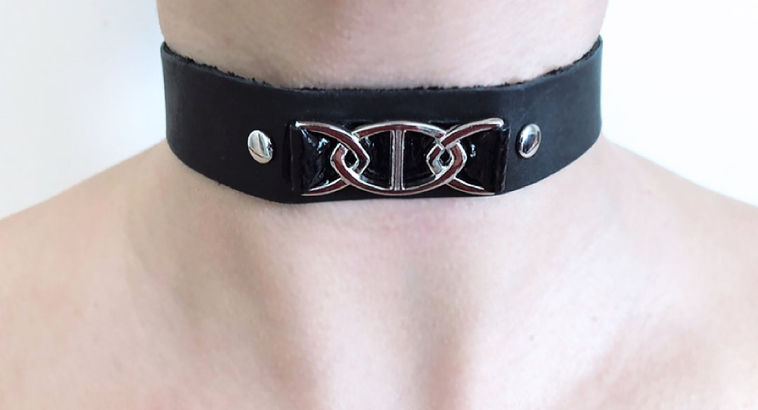 Black Leather Day Collar Original Design Day Choker Leather Etsy