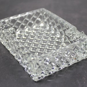 Vintage Ashtray. Elegant Lead Crystal Rectangle With Diamond, Trellis Pattern. Gifts For Him, Housewarming, Vintage Tobacciana.